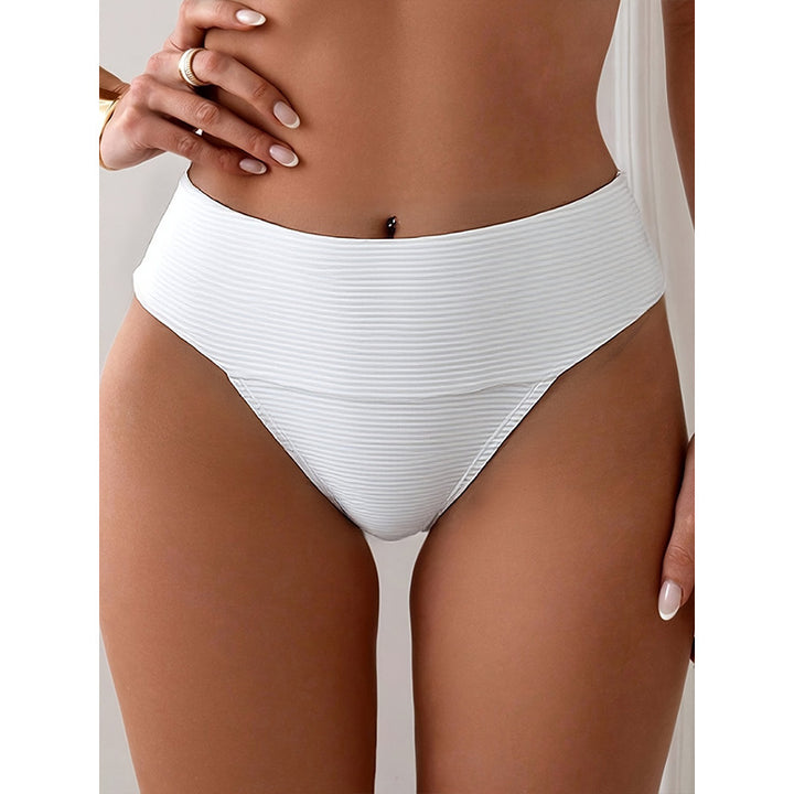 Damen Hochgeschnittener Bikinislip mit feiner Streifenstruktur Drune