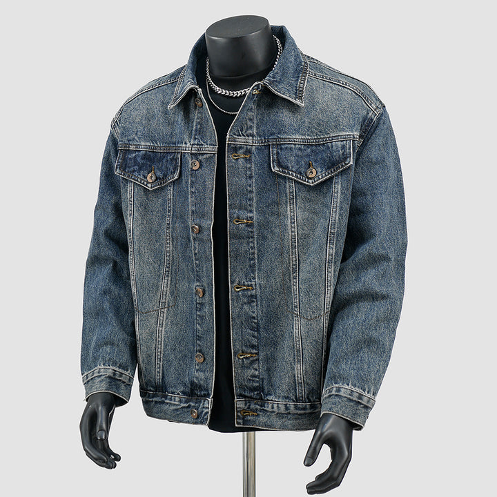 Damen Oversized Jeansjacke mit Stehkragen, Reißverschluss und elastischem Saum Drune