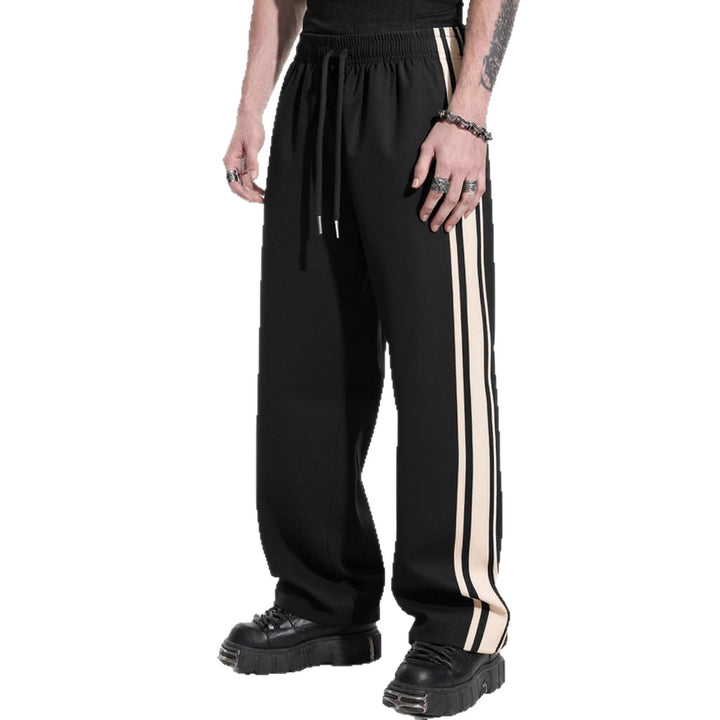 Herren Weite Trainingshose mit elastischem Tunnelzugbund, seitlichem Kontraststreifen & lockerem Baggy‑Schnitt Drune
