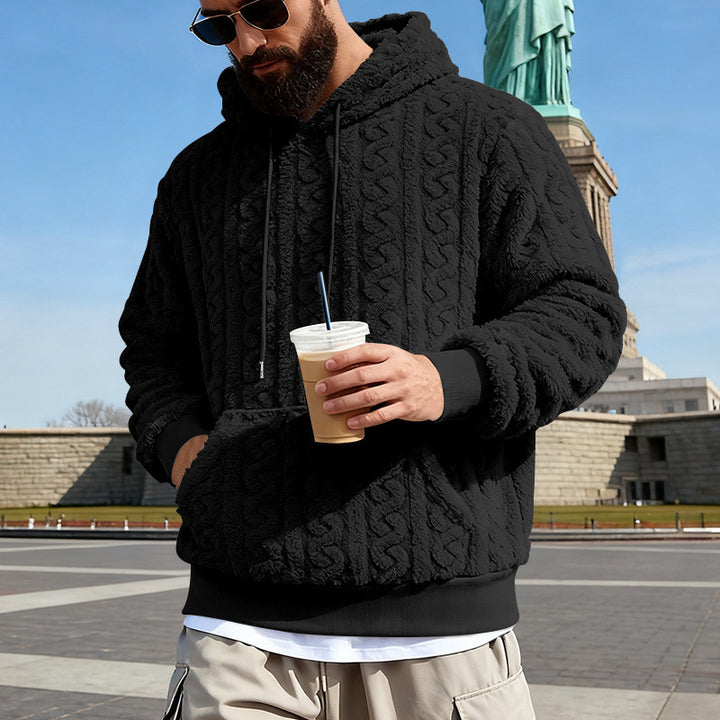 Herren Gefütterter Sherpa‑Hoodie mit Zopfmuster und Kapuze Drune