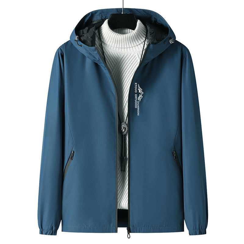 Herren Leichte Outdoor-Jacke mit verstellbarem Kapuzenkragen Drune