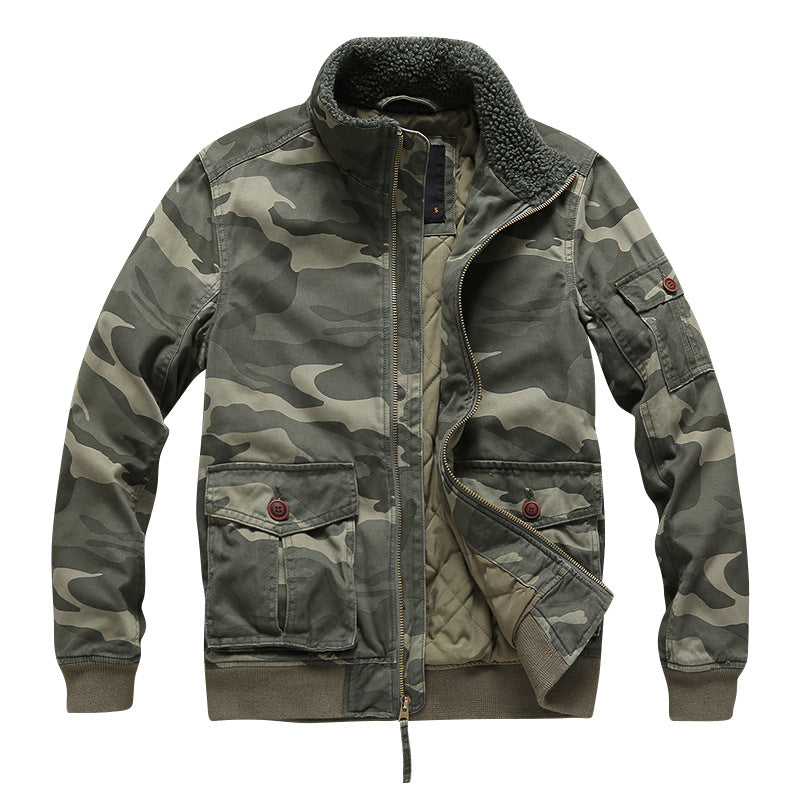 Herren Gefütterte Utility-Fieldjacke mit Teddykragen und Mehrfachtaschen Drune