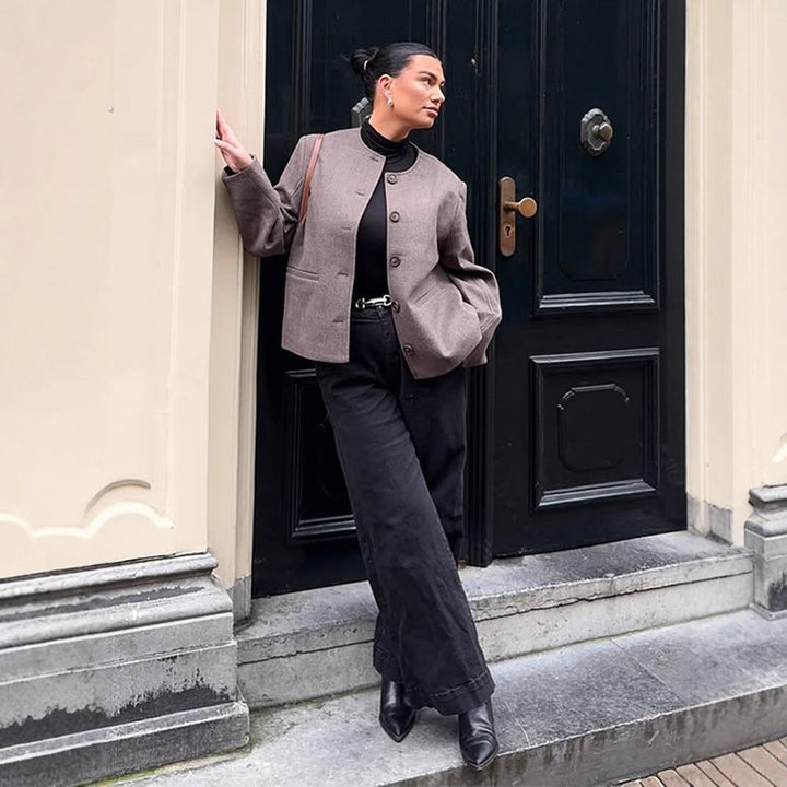 Damen lässige Wolljacke mit knopfdetails und praktischen Taschen Drune