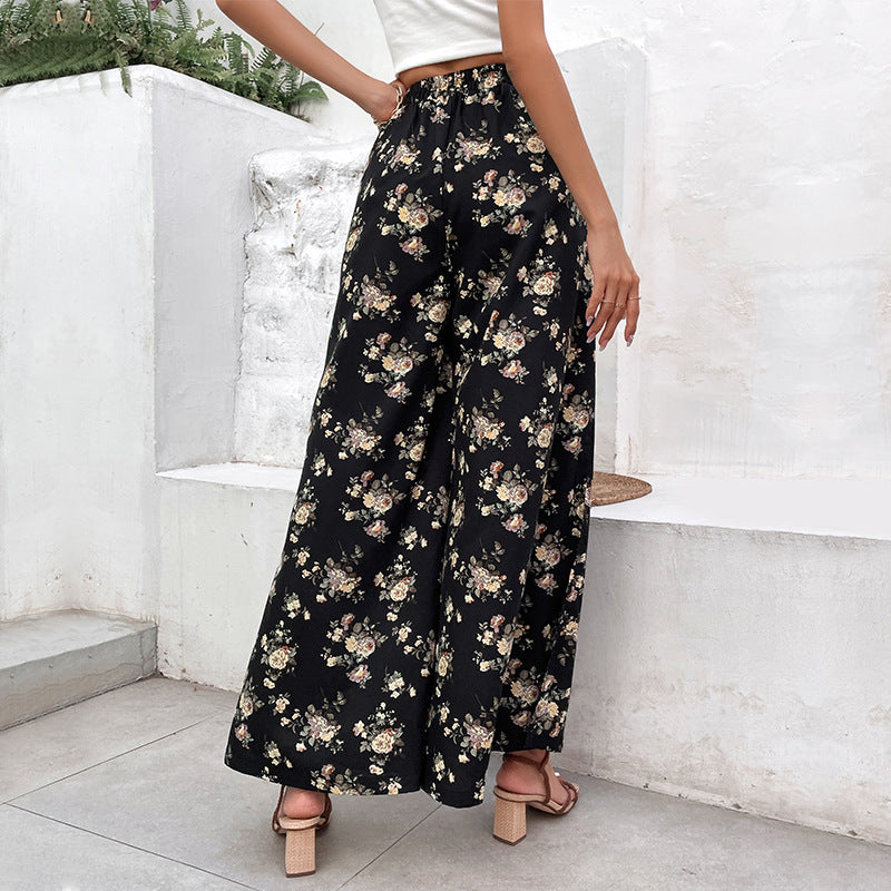 Damen Leichte Palazzo-Hose aus Viskosemix mit Gummibund, Tunnelzug und seitlichen Beinschlitzen Drune