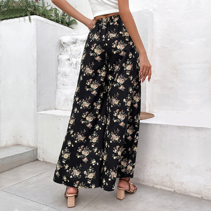 Damen Weite Palazzo-Hosen mit floralem Muster Drune
