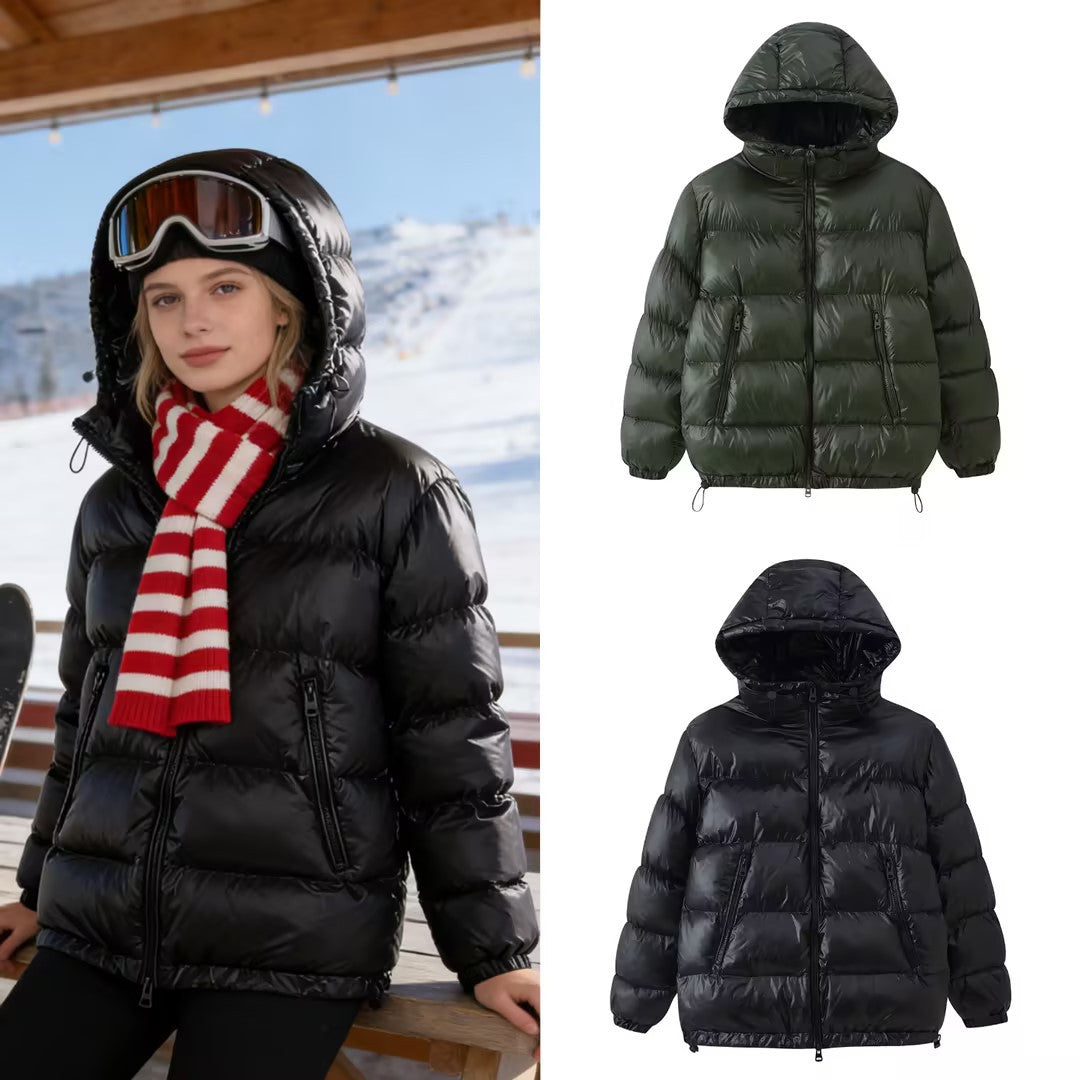 Damen Gesteppte Oversized Thermojacke mit Kapuze und wasserabweisender Oberfläche Drune