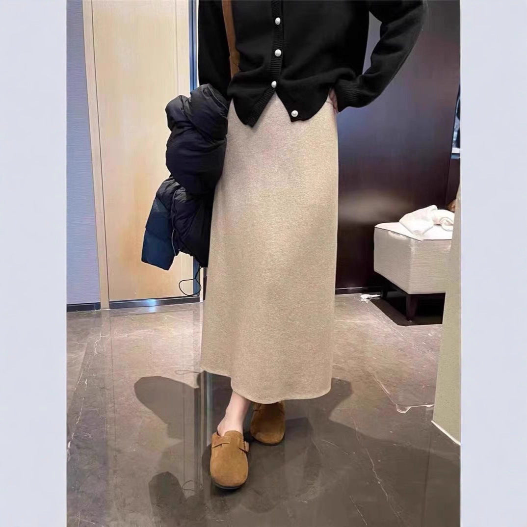 Damen Eleganter Maxi-Rock aus hochwertigem Strickstoff Drune