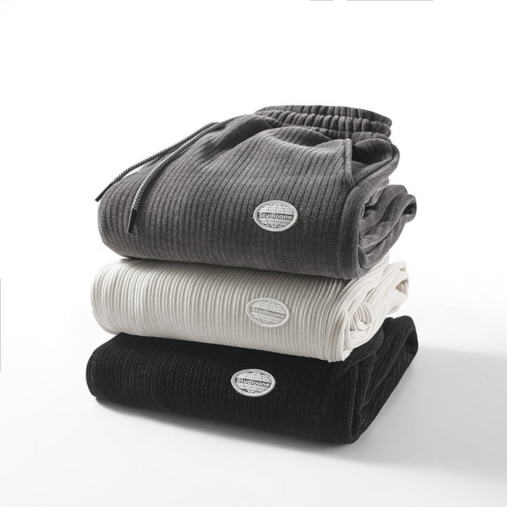 Herren Weiche Cord-Jogginghose im Relaxed-Fit mit elastischem Bund und Bündchen Drune