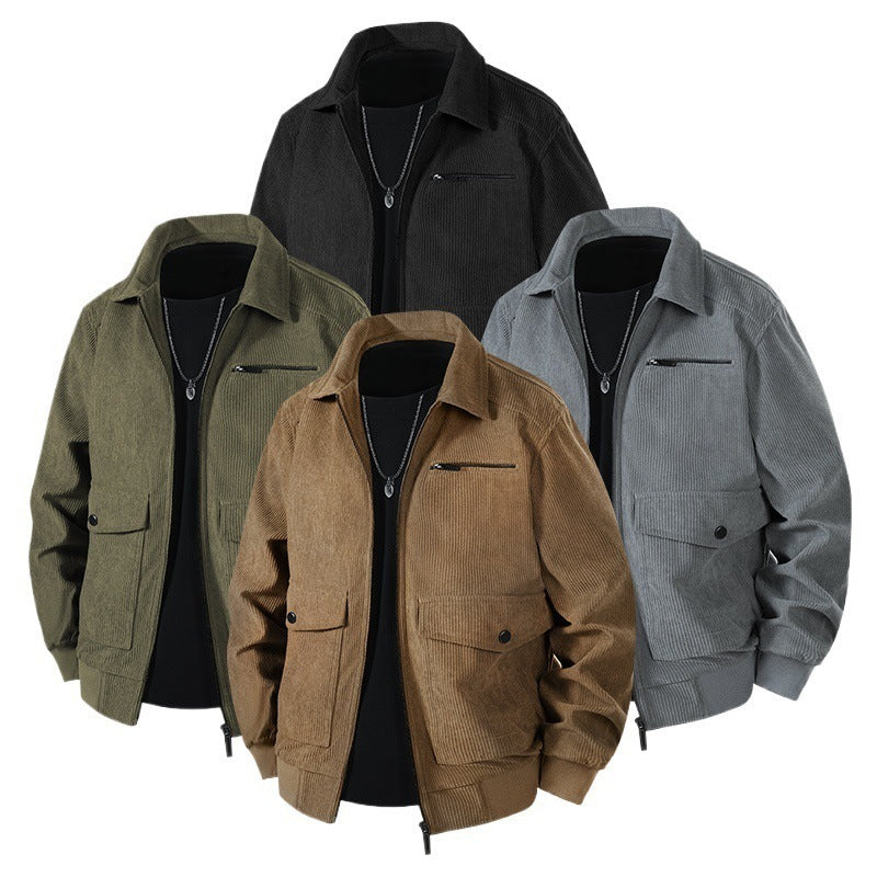 Herren Lässige Cordjacke mit praktischen Taschen Drune