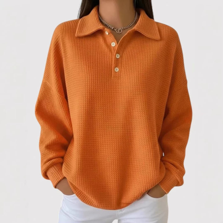 Damen Lässiges Waffel-Pullover