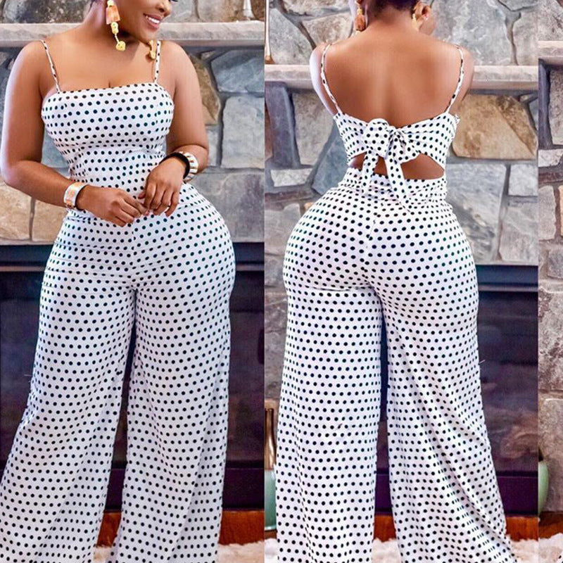 Damen lässiger Jumpsuit mit raffiniertem Rückenschnitt und weitem Bein Drune
