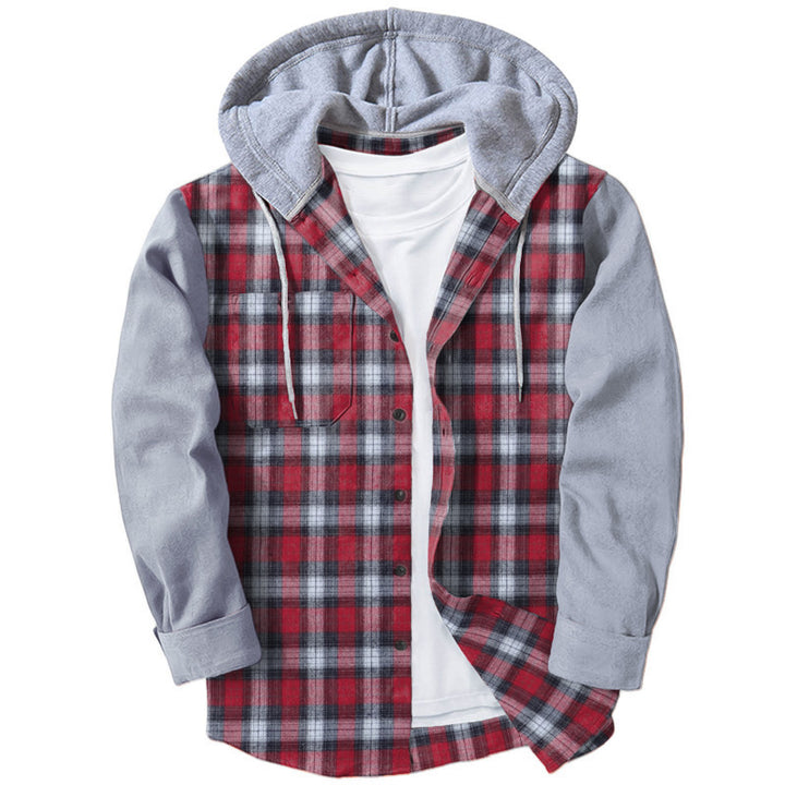Herren Flanellhemd mit integriertem Kapuzenpullover und moderner Karomusterung Drune