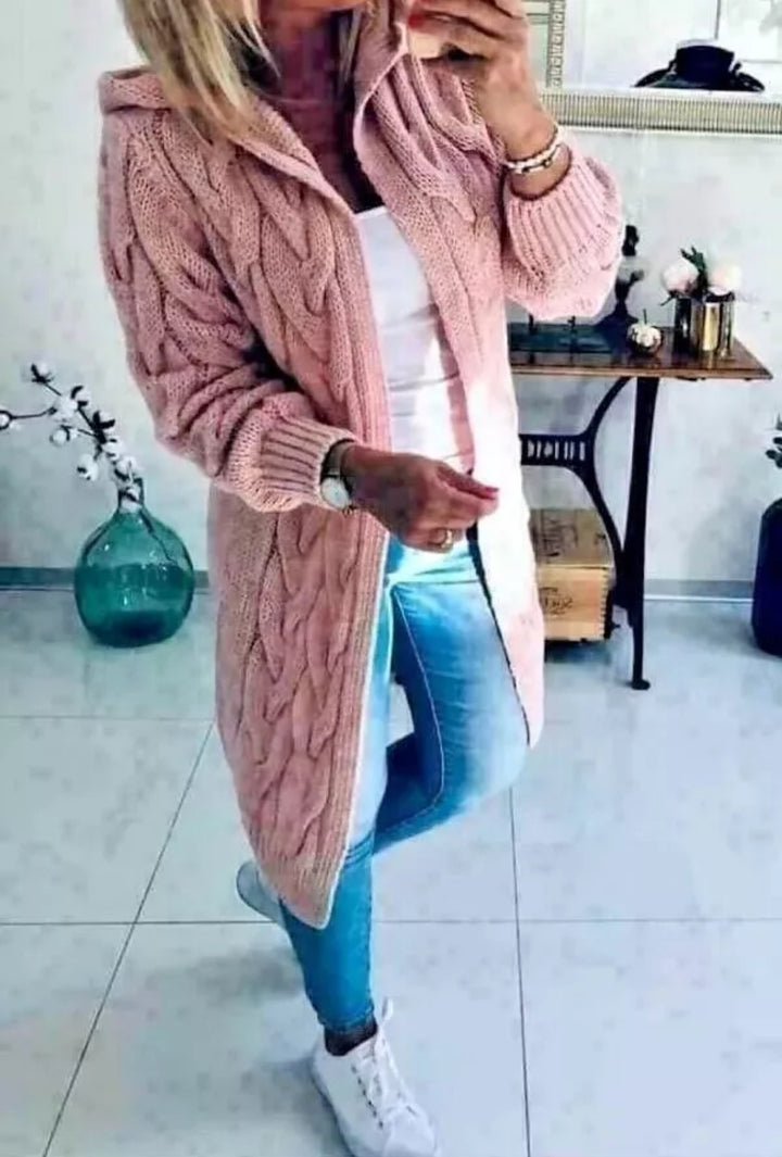 Damen Strickjacke mit modischem Zopfmuster Drune