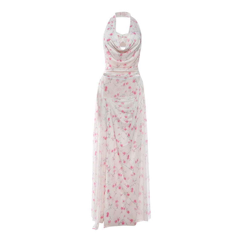 Damen Maxikleid mit floralem Drapierungsdesign Drune