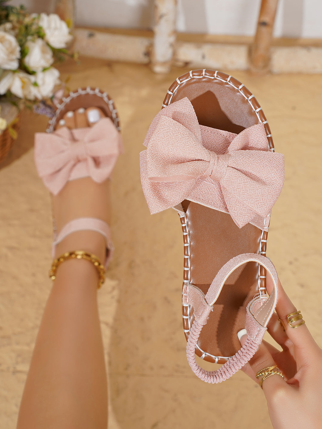 Damen Sandalen mit modischem Schleifen-Design und rutschfester Sohle Drune