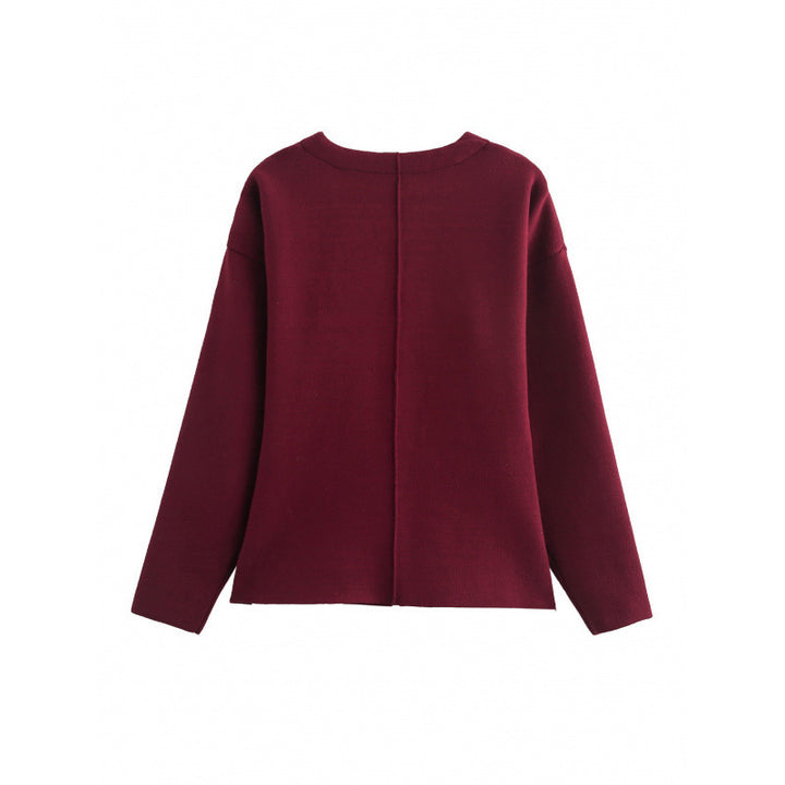 Damen Locker geschnittener Feinstrick-Cardigan mit tiefem V‑Ausschnitt und verdeckter Knopfleiste Drune