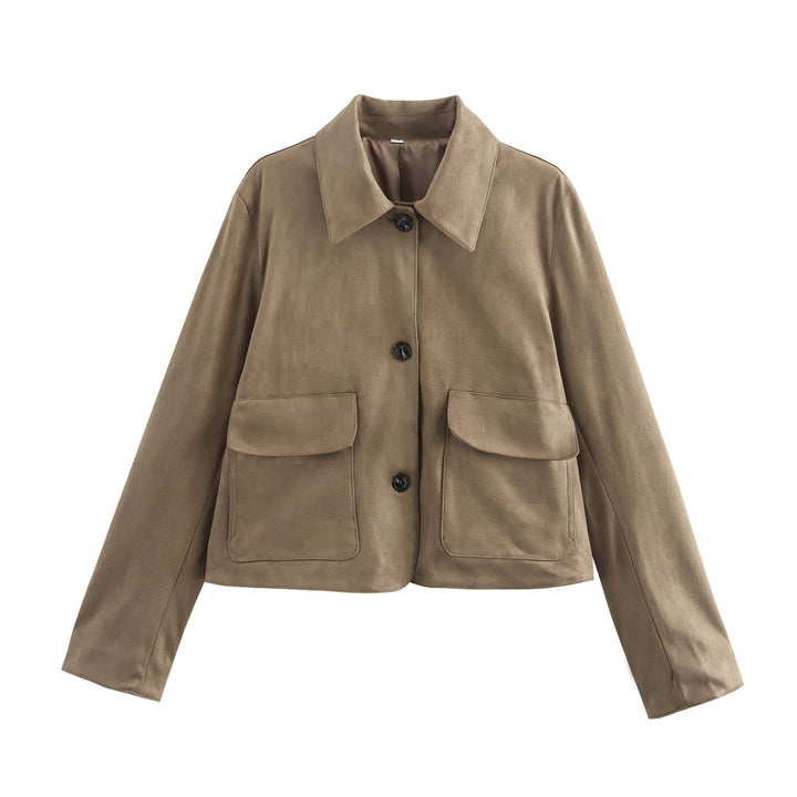 Damen modische Kurzjacke mit praktischen aufgesetzten Taschen Drune