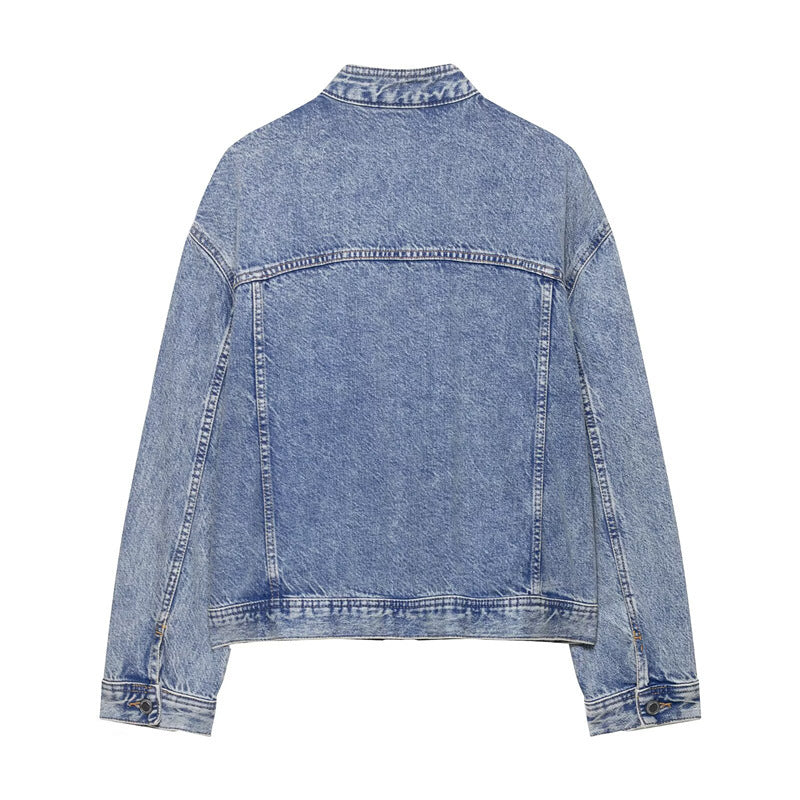 Damen Designer Denimjacke mit asymmetrischem Schnitt und praktischen Taschen Drune