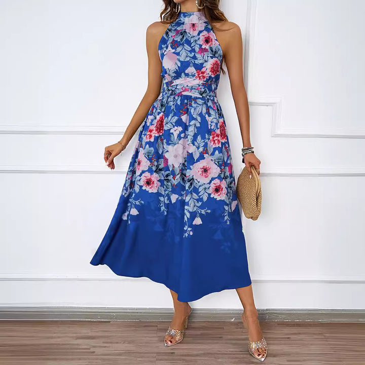 Damen Midi-Kleid mit Blumenmuster und asymmetrischem Saum Drune