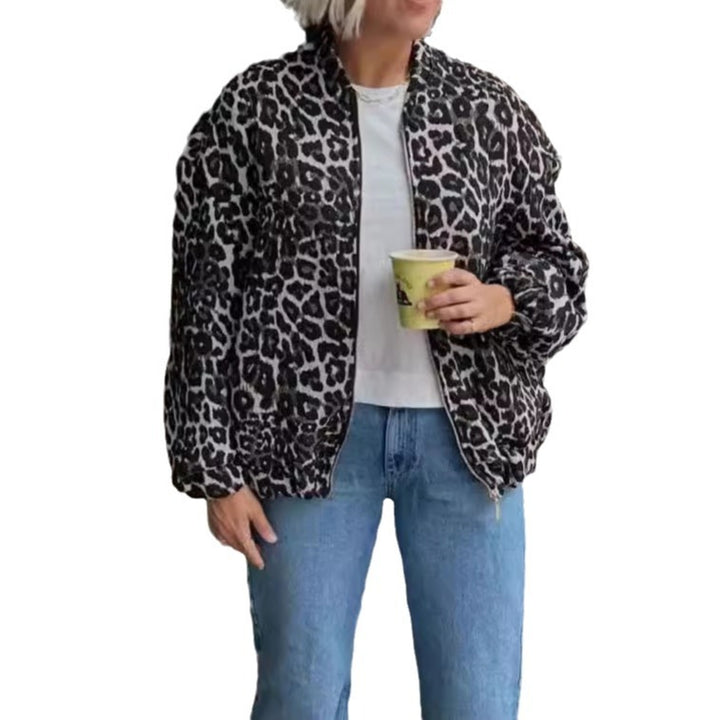 Damen Trendige Leopardenjacke im Oversized-Stil Drune