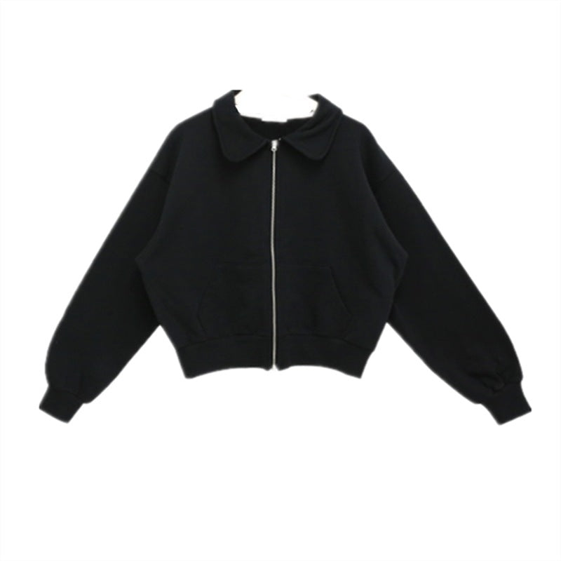 Damen lässige Sweatjacke mit Reißverschluss und weiten Ärmeln Drune