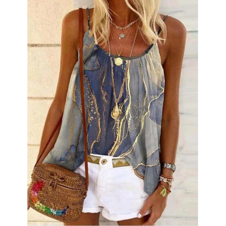 Damen Sommerliches Tanktop mit modischem Marmormuster Drune