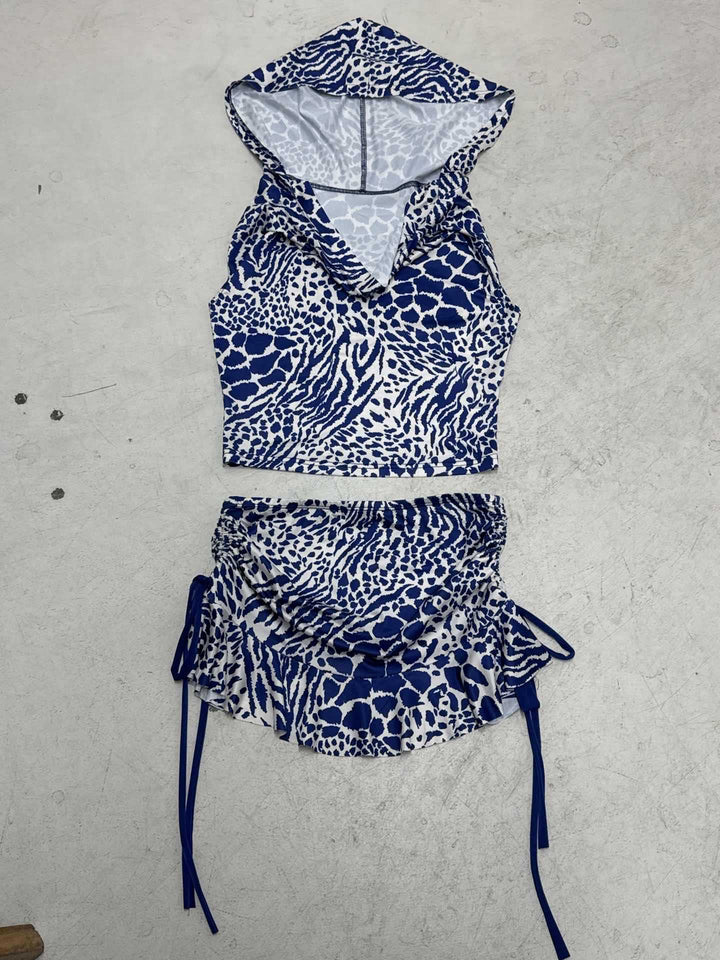 Damen sportliches Bikiniset mit Kapuze und verspieltem Rüschen-Design Drune