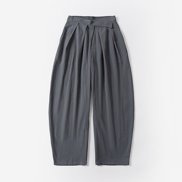 Damen Elegante Bundfalten-Hose mit ballonförmigem Bein und elastischem Taillenbund Drune