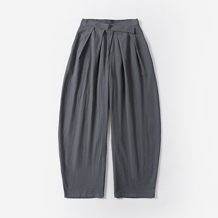 Damen Elegante Bundfalten-Hose mit ballonförmigem Bein und elastischem Taillenbund Drune