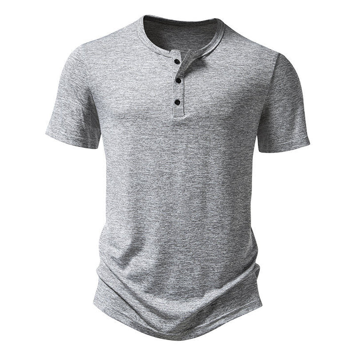 Herren Kurzarm-Henley-T-Shirt mit hochwertiger Baumwolle Drune