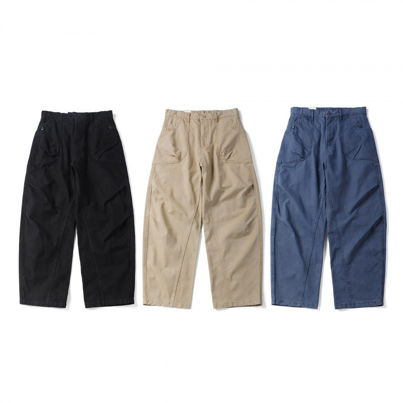 Unisex Lockere Utility-Hose mit hoher Taille, weitem Bein und aufgesetzten Arbeitstaschen Drune