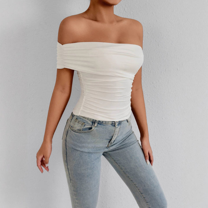 Damen Off-Shoulder Oberteil mit raffinierten Rüschendetails Drune