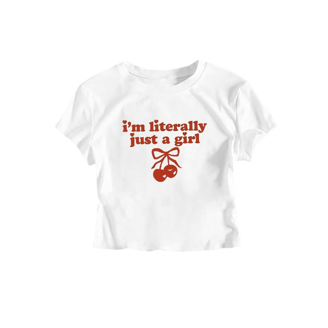 Damen Crop-T-Shirt mit frechem Kirschmotiv und verspielt künstlerischem Design Drune