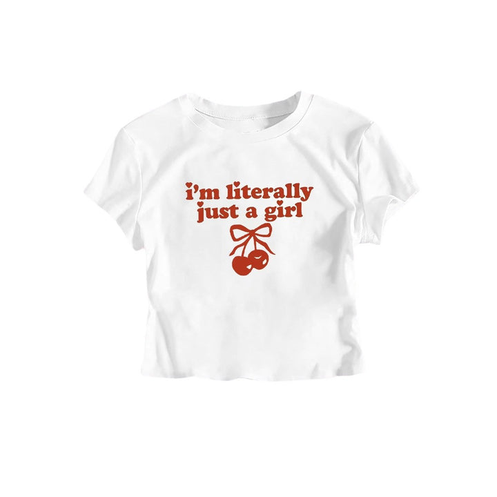 Damen Crop-T-Shirt mit frechem Kirschmotiv und verspielt künstlerischem Design Drune