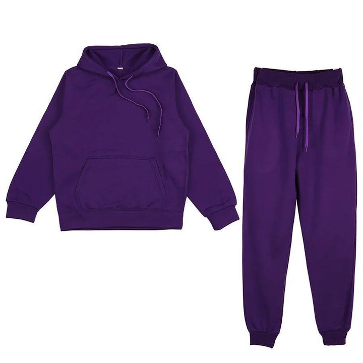 Unisex weiches Lounge-Set mit Oversize-Hoodie, taillenhoher Jogginghose und geripptem Knöchelabschluss Drune