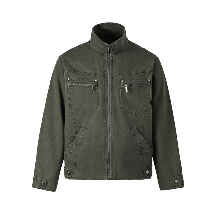 Herren Kurzjacke aus Canvas im Field‑Style mit Stehkragen, Reißverschluss und Multifunktionstaschen Drune