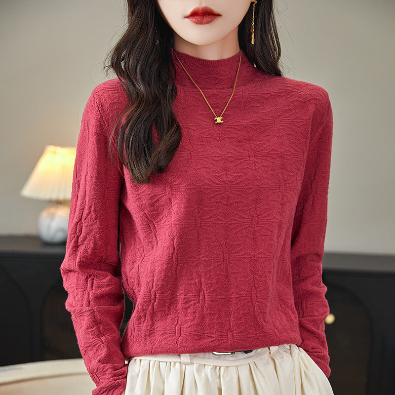 Damen Strukturiertes Feinstrick-Longsleeve mit Stehkragen und kastiger Silhouette Drune