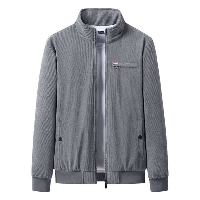 Herren hochwertiger Cordblouson mit Teddy-Innenfutter, Stehkragen und Brust-Reißverschluss Drune
