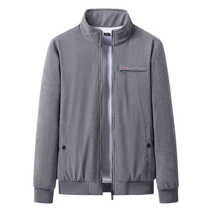 Herren hochwertiger Cordblouson mit Teddy-Innenfutter, Stehkragen und Brust-Reißverschluss Drune