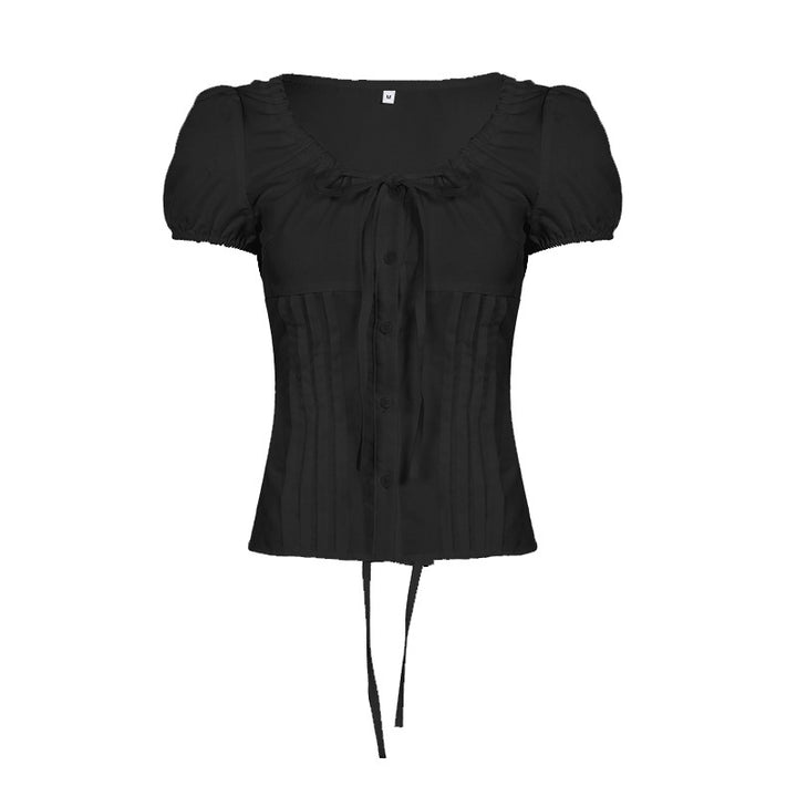 Damen elegante Bluse mit Rüschendetails und Knopfverschluss Drune