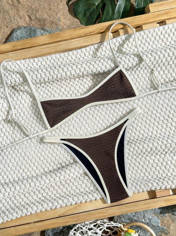 Damen Zweiteiliger Bikini mit elegantem Streifenmuster Drune