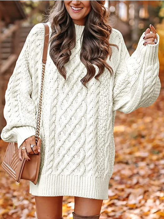 Damen grobstrick Pullover mit modernem Zopfmuster und oversized Schnitt Drune