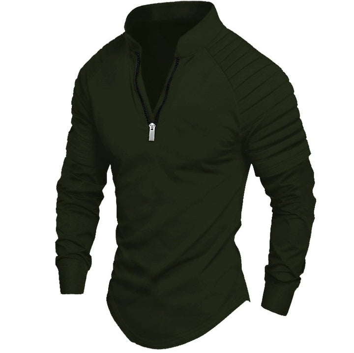 Herren Sportliches Langarmshirt mit Stehkragen und Reißverschluss Drune