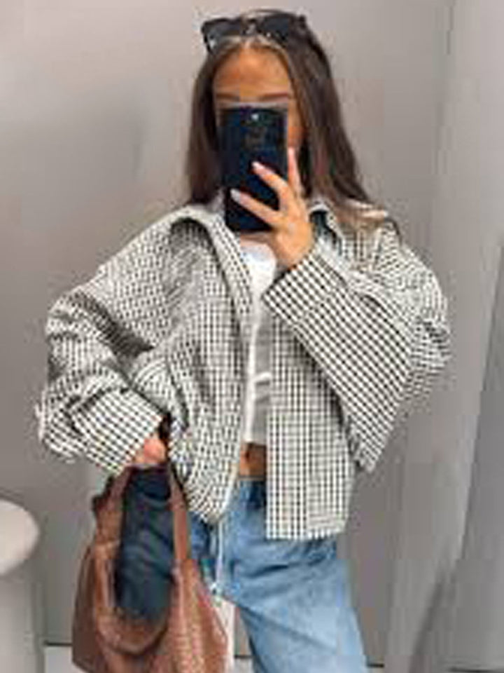 Damen Oversized Karo-Hemdjacke mit Boxy-Schnitt Drune