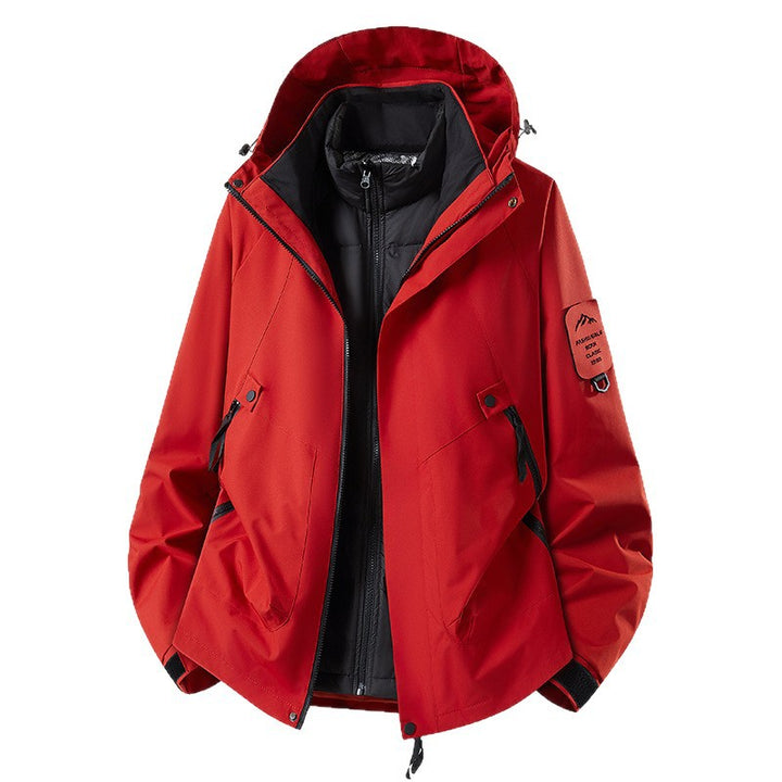 Herren Zwei-in-eins Wetterschutzjacke mit abnehmbarer Steppweste und verstellbarer Kapuze Drune