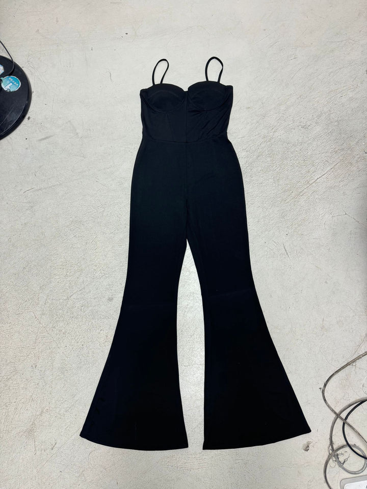 Damen Flared Jumpsuit mit trägerlosem Oberteil und figurbetonter Silhouette Drune