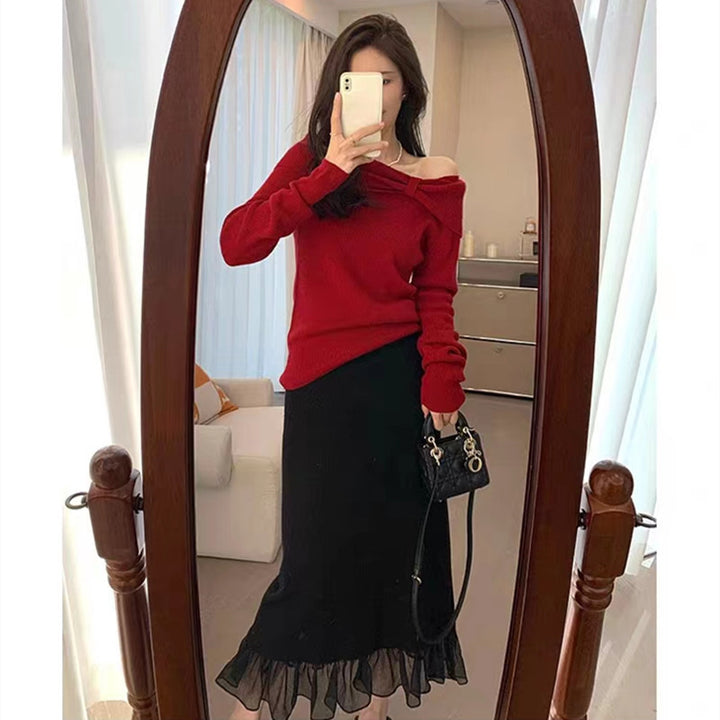 Damen modischer Cardigan mit Knöpfen und Rüschensaum Drune