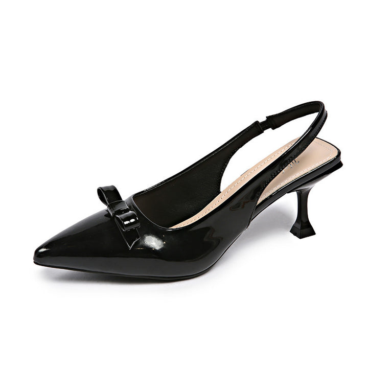 Damen Elegante Spitzenzehen Slingback Absatzschuhe mit Schleifendetail Drune
