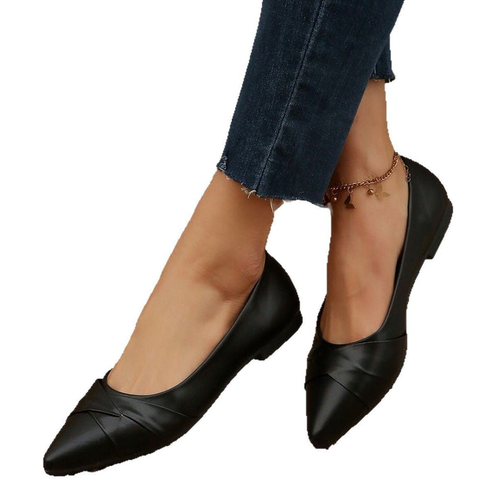 Damen elegante Ballerinas mit raffiniertem Lederoberteil Drune