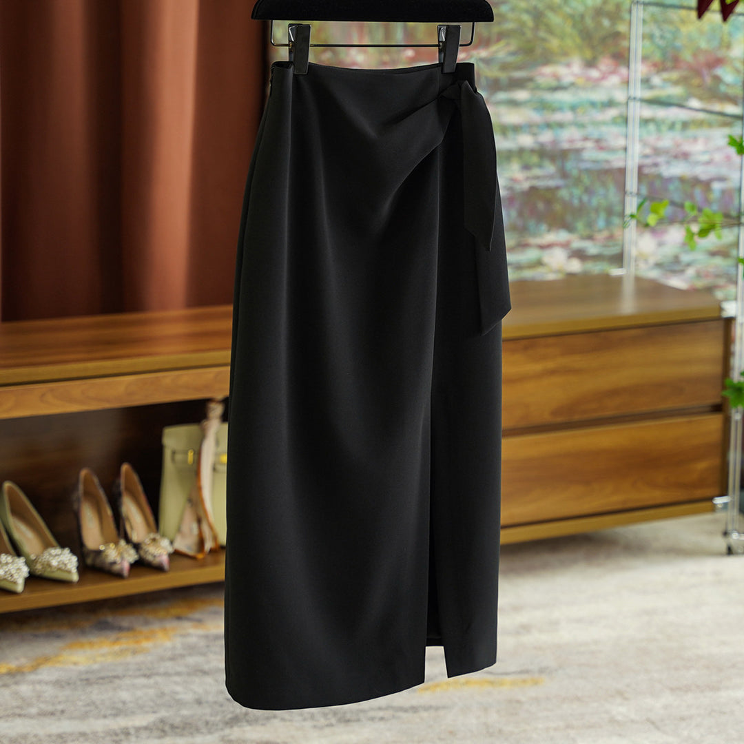 Damen Eleganter Wickelrock mit Taillenbindung Drune